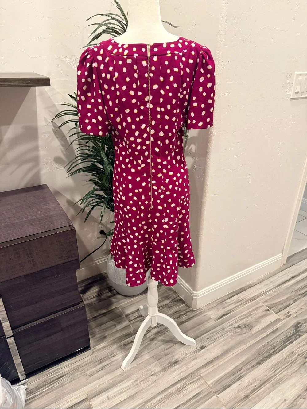 kate spade Magenta Polka Dot V-Neck Short Sleeve Dress